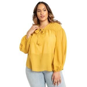 Eloquii 16 Tunnel Tie Long Sleeved Blouse